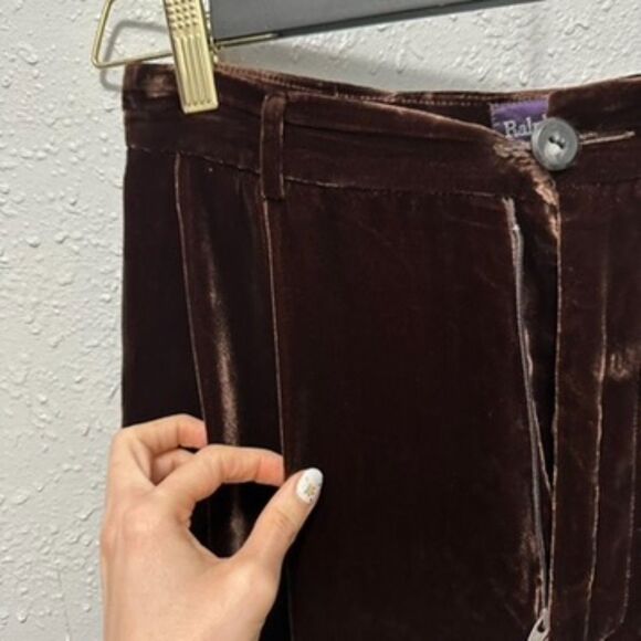 Ralph Lauren Purple Label Brown Velvet Pleated Trousers Straight / Wide US 10 - Picture 4 of 12